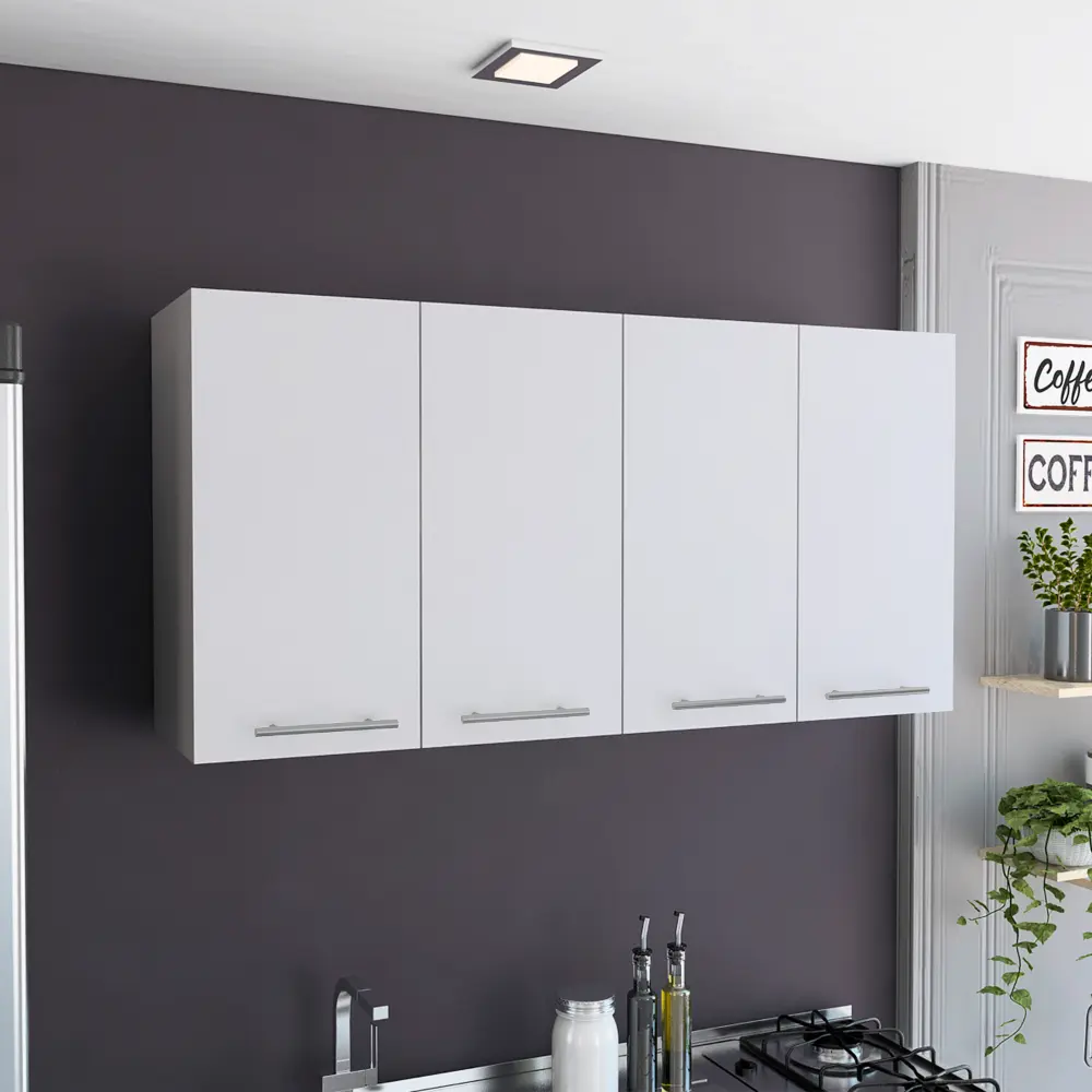 24 Inch White Wall Cabinet Four Doors and Two Internal Shelves depot e-shop