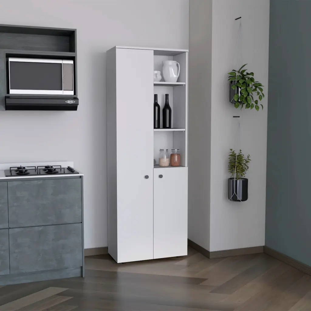 White 2 Door Kitchen Cabinet Shelves Included Timber Storage furniture max