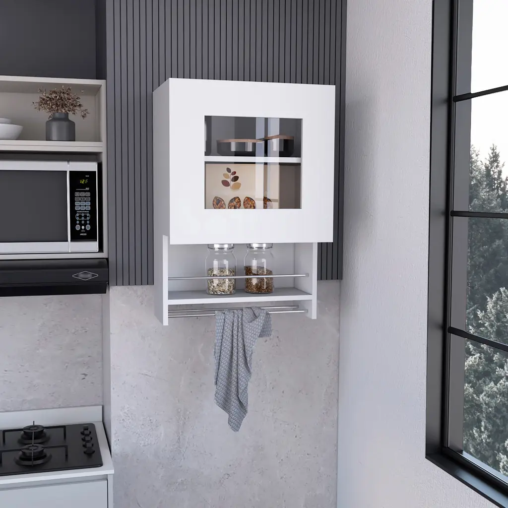 Balboa Wall Cabinet Towel Bar 1 Door White Particle Board Bathroom Storage rta muebles colombia