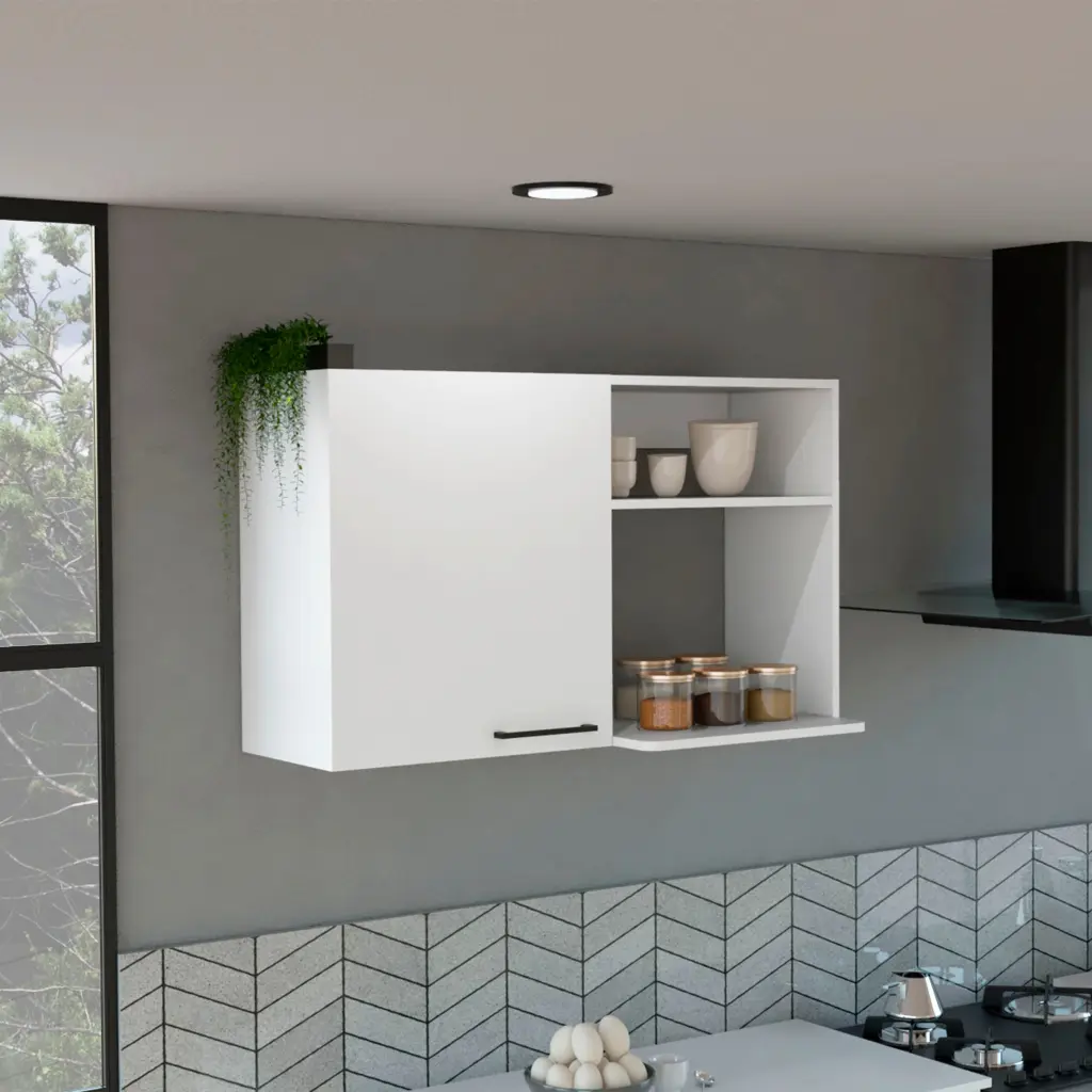 Burwood Kitchen Wall Cabinet White Finish Particle Board Storage treevol furniture
