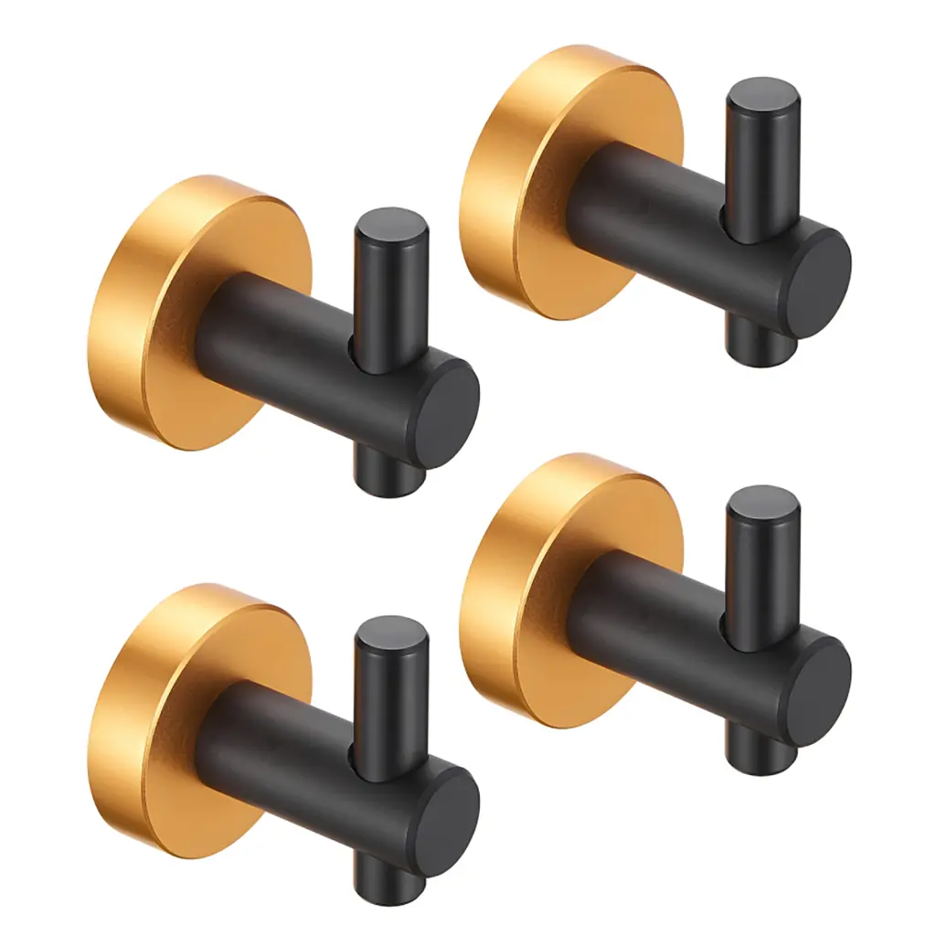 Round Base Wall Hanging Hook Screws - Black Precious Metal Hook 4 Pack t3177