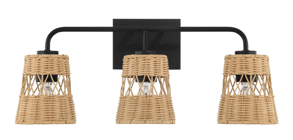 Moonlit Three Lights Wall Sconce Rattan Shade Bathroom Lighting ashcroft furniture