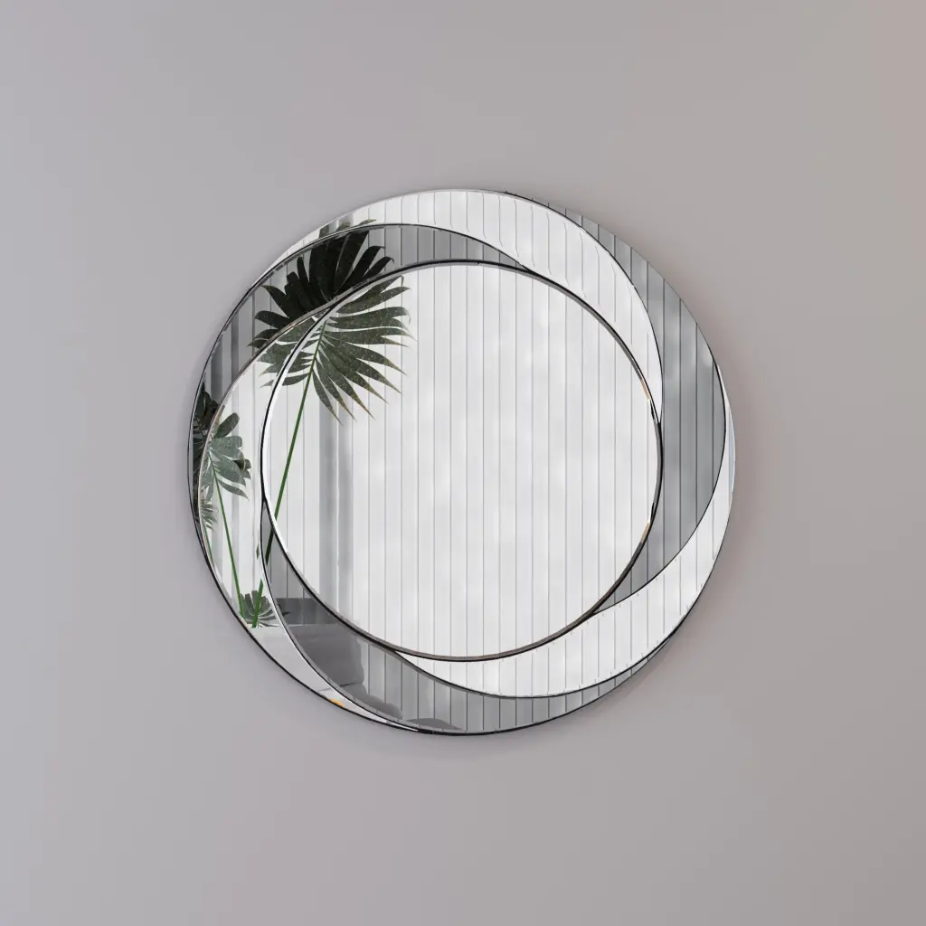 24 Inch Wall Mounted Shiny Metal Decorative Round Wall Mirror Home Living Room hongsing furniture