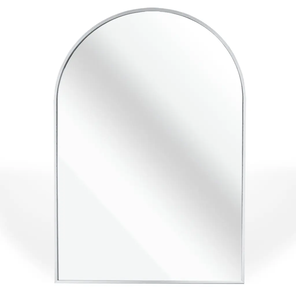 Shiny Metal 24X36 Inch Metallic Arch Bathroom Mirror Classic MDF Crystal huovtr