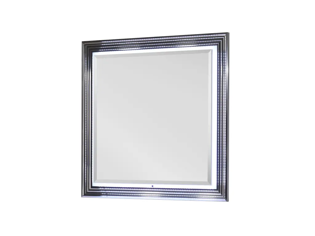 Moon Smooth White Mirror LED Lighting and Solid Wood MDF Frame luxe modern furniture