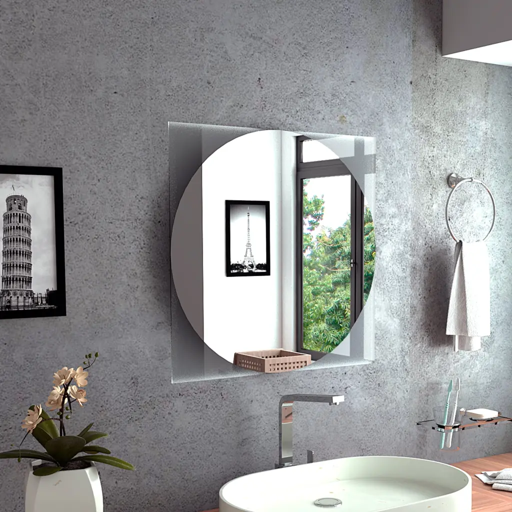 Salerno Square Influence Mirror Sandblasting Borders Natural Decor rta muebles colombia