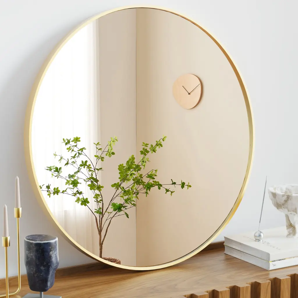 Gold Round Wall Mirror Circle Bathroom Mirror Over Sink w2201