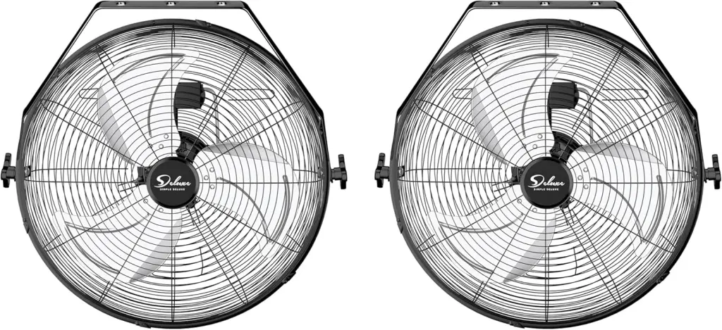 20 Inch High Velocity 3 Speed Black Wall Mount Fan Metal Construction w1134dhs
