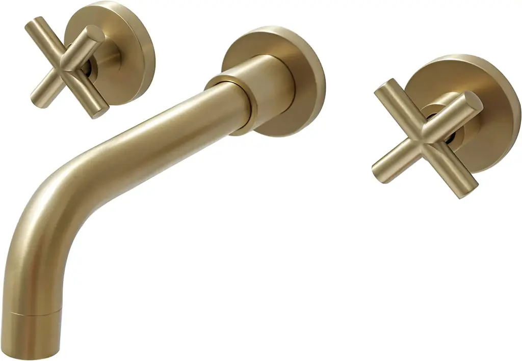 Double Handle Wall Mount Bathroom Faucet Brushed Metal mexile