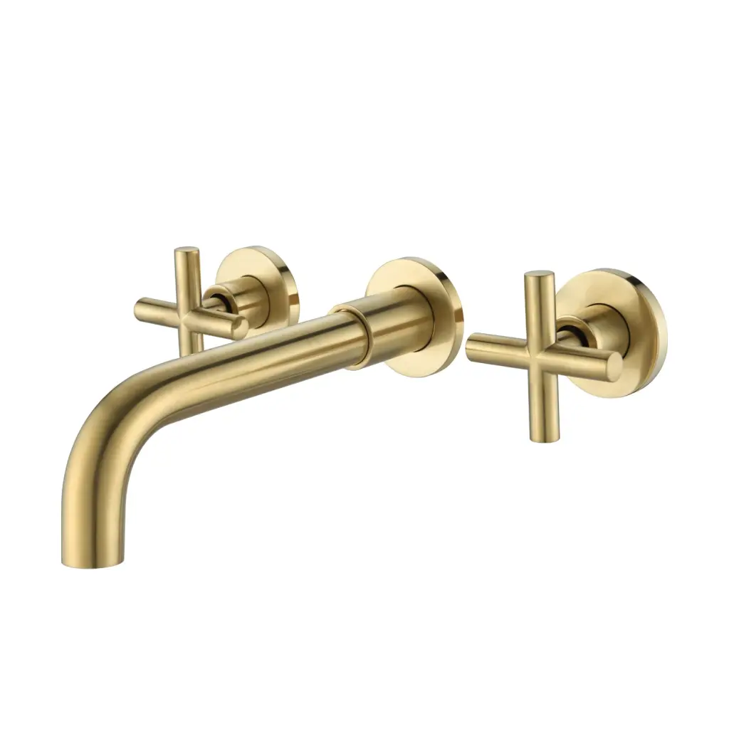 Brushed Copper Alloy Wall Mounted Bathroom Sink Faucet w2287