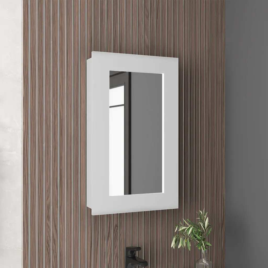 Juno 25.7 Inch Narrow Mirror Medicine Cabinet One Door and Tilted Mirror tuhome