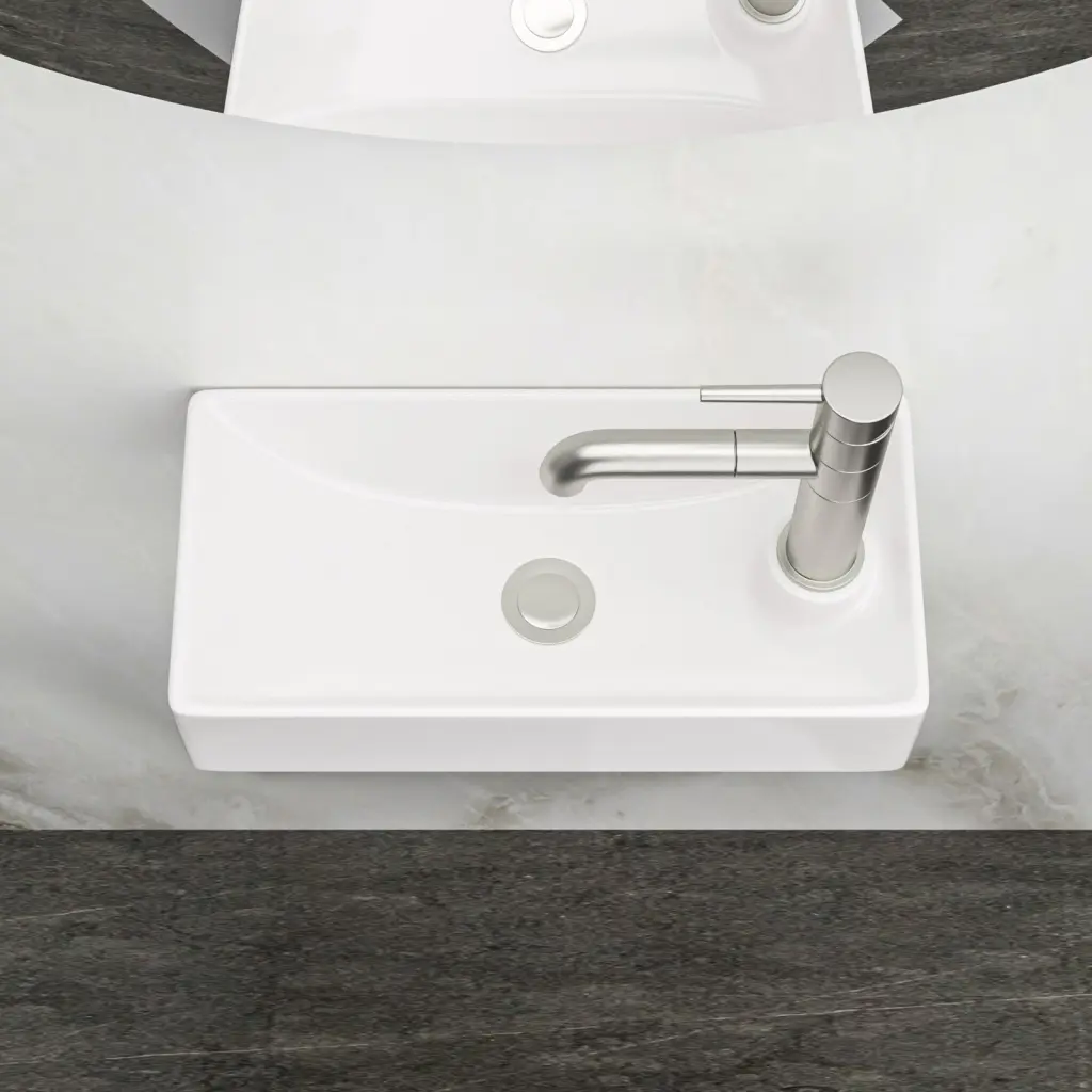 17.3x8.69 Inch White Porcelain Rectangle Wall Mount Bathroom Sink lordear