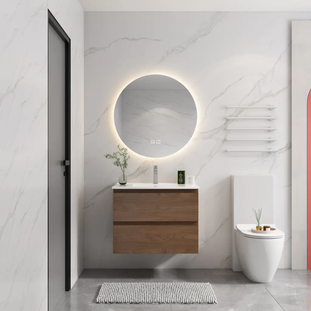 24 Inch Wall Mounted Bathroom Vanity Porcelain Sink and 2 Soft Close Drawers g-lemon