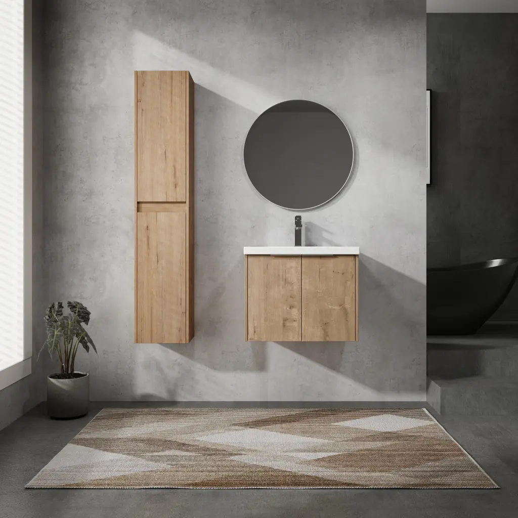 24 Inch Wall Mounted Bathroom Vanity Sink and Side Cabinet Soft Close g-lemon