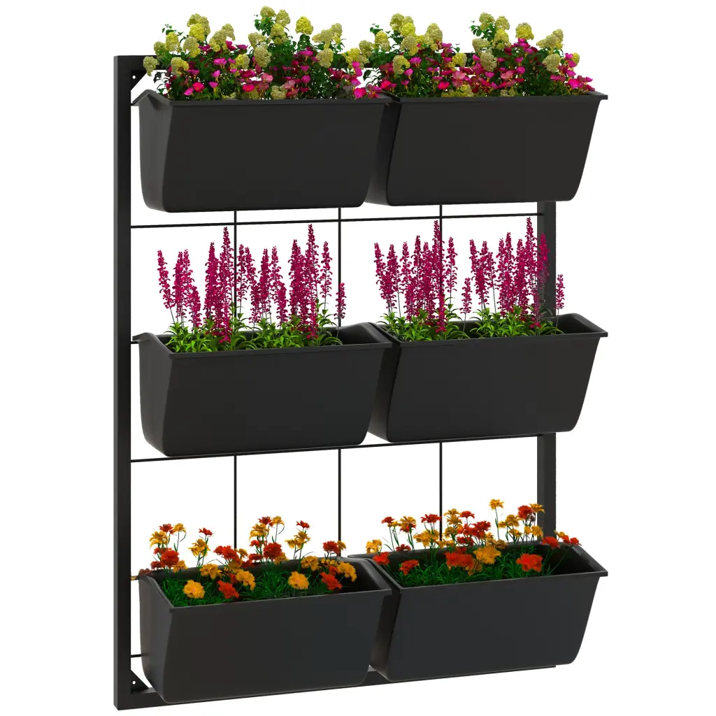 Outsunny 3 Tier Wall Planter 6 Pots Indoor and Outdoor Use aosom business