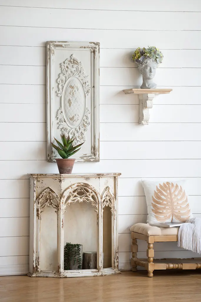 18" X 39.5" Large White Wall Art Panel, Rectangle Wall Sculpture w2078