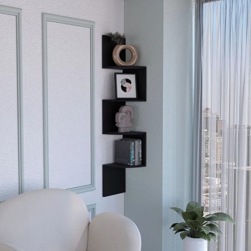 Rosset Corner Shelf Modern Full Wall Design Multiple Shelving Blocks rta muebles colombia