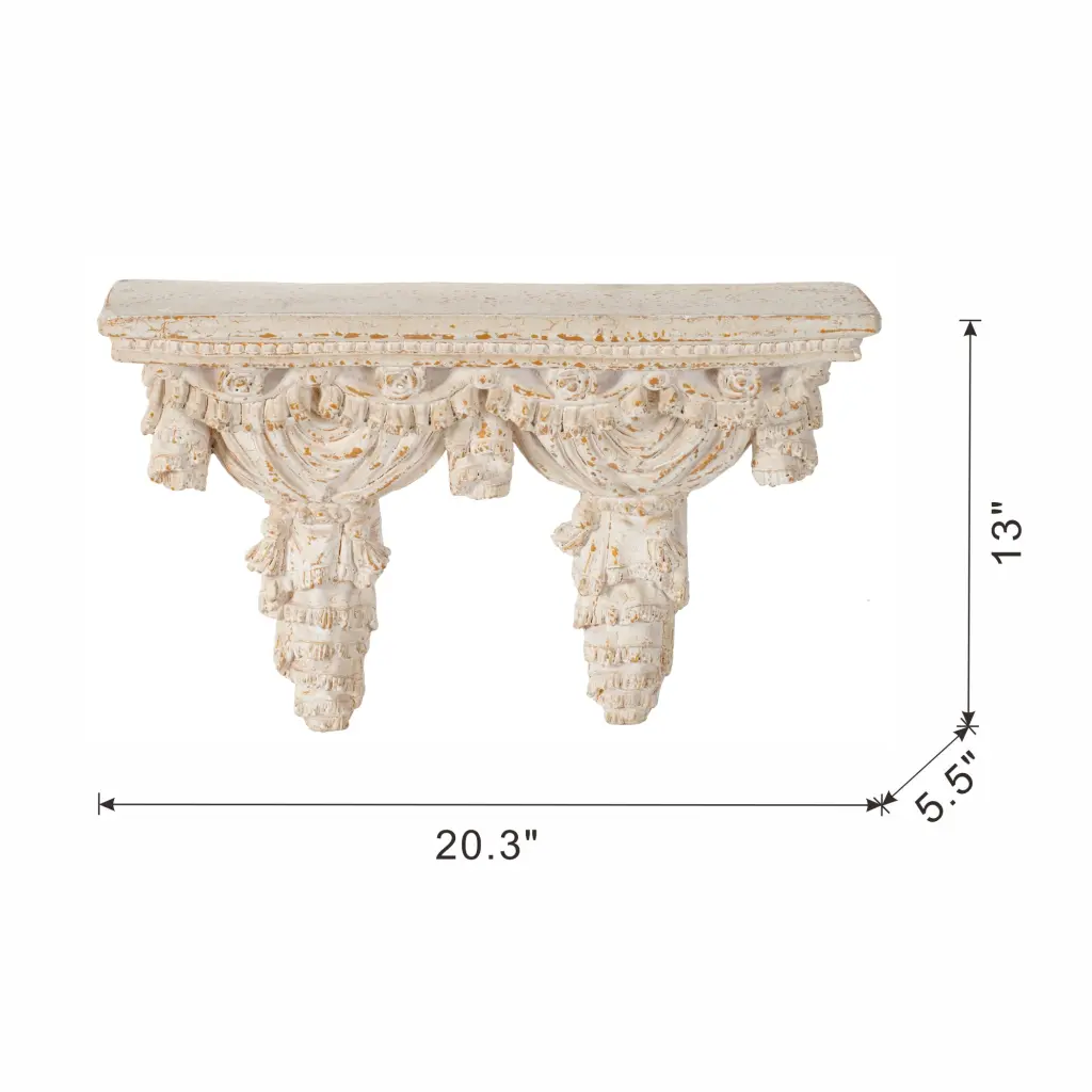 20.3x5.9x13 Inch Antique White Wall Shelf Magnesium Oxide w2078