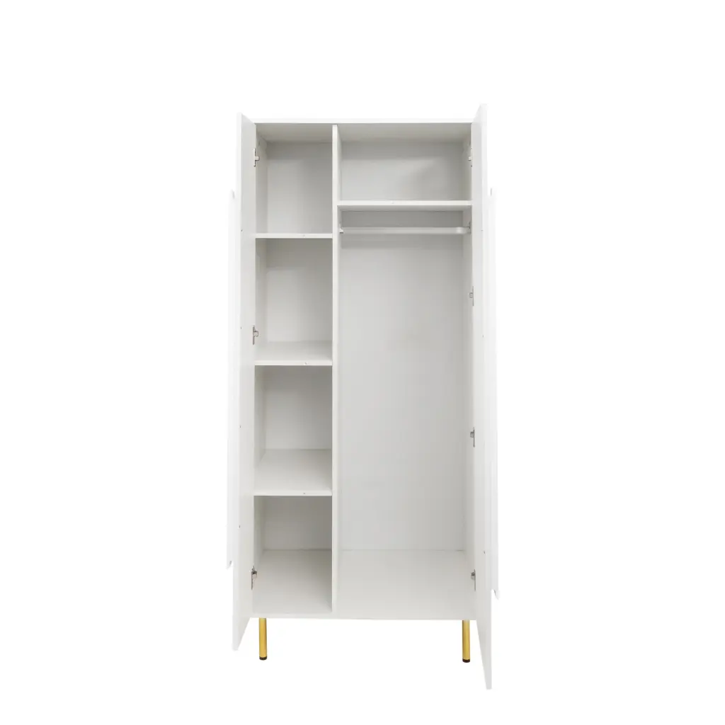 Armoire 2 Doors and Handles Bedroom Storage White MDF shouguang simaite trade co.ltd