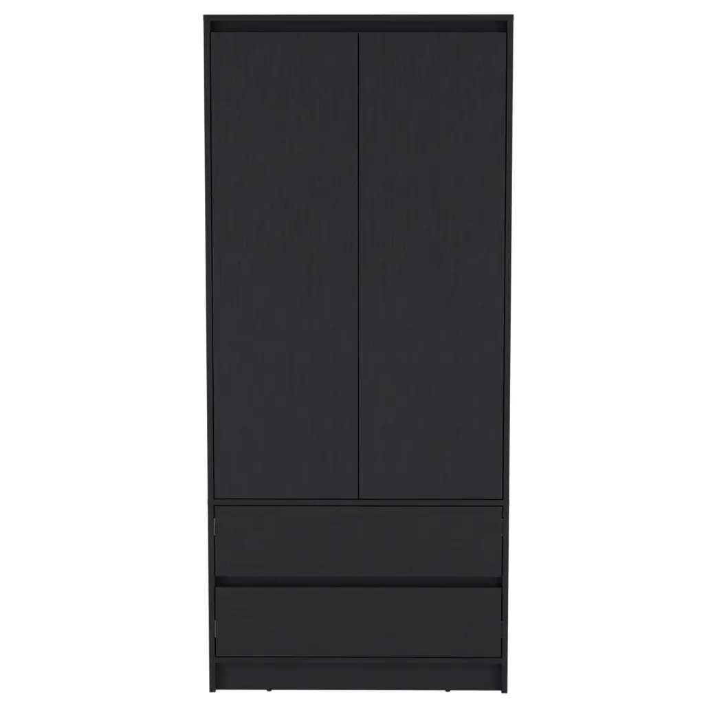 Black Particle Board Armoire Closet Bedroom Storage Cabinet treevol furniture