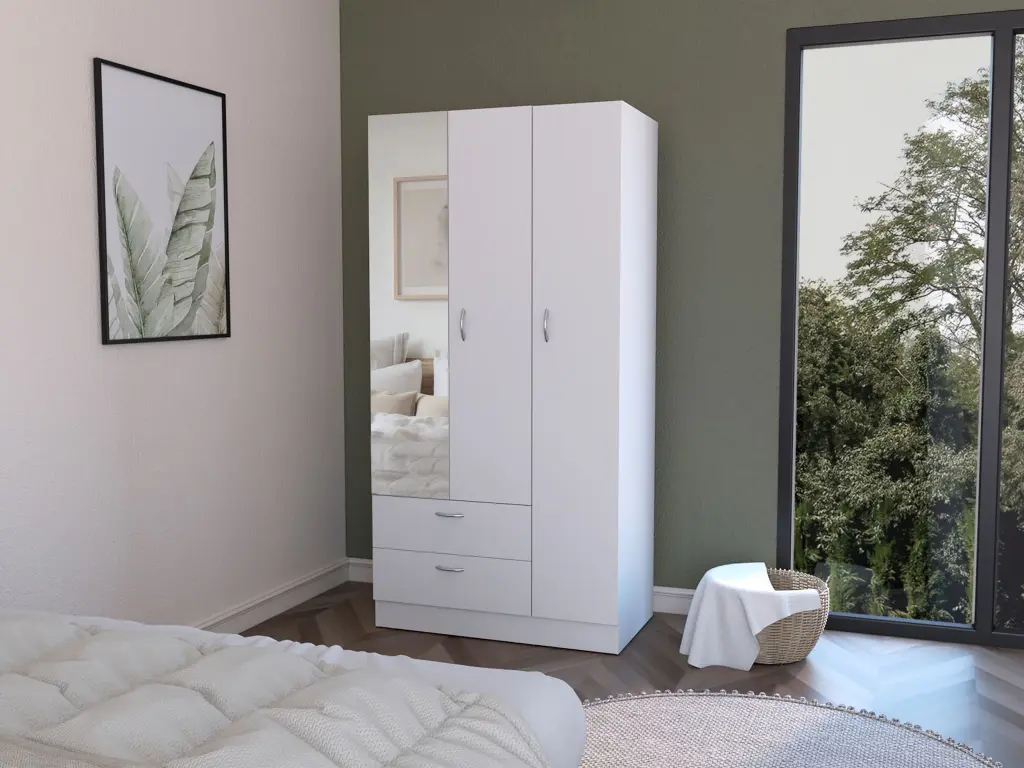 Haddam Armoire Bedroom White Particle Board and Engineered Timber treevol furniture