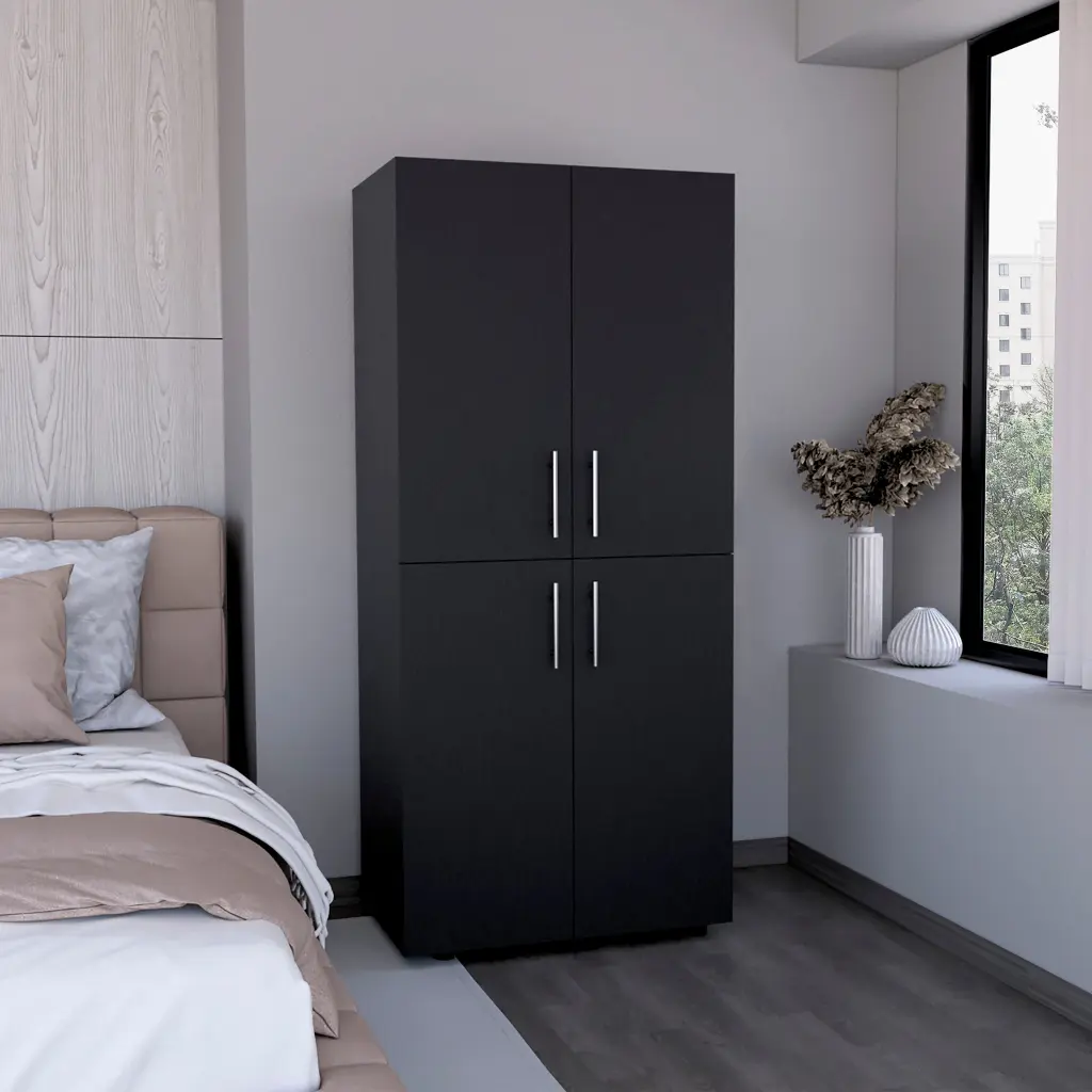 Hazel 70 Inch High Four Door Armoire Wardrobe Closet Cabinet Six Shelves rta muebles colombia