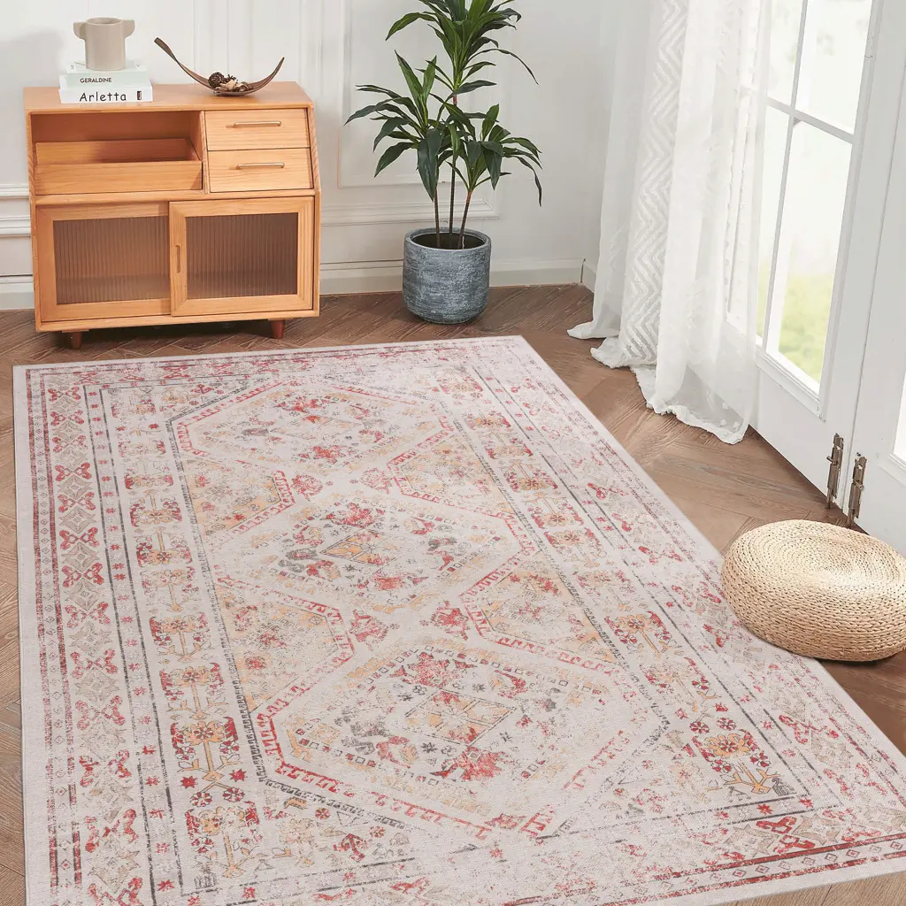 Naar 5X8 Area Rug Washable Low Pile Non Slip Non Shedding Folding Living Room Rug naar rug