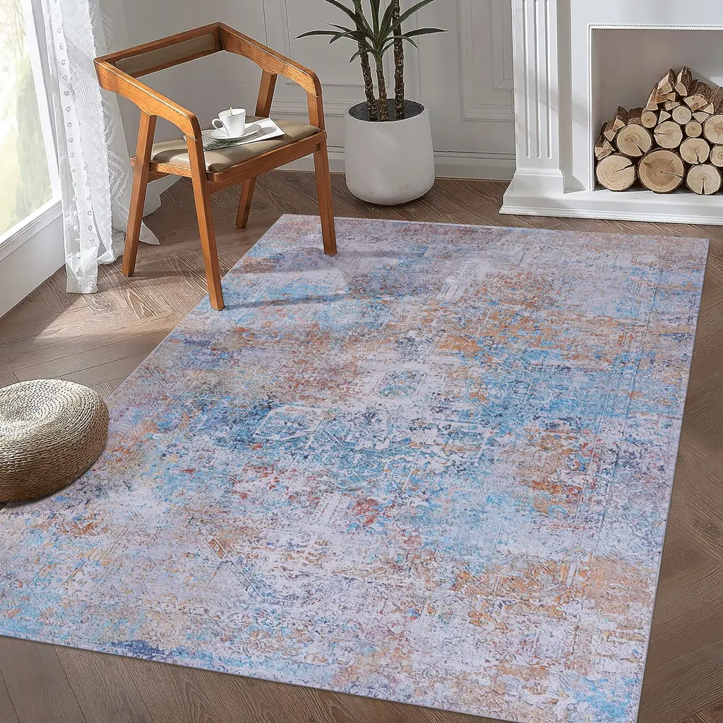 Naar 8x10 Area Rugs Washable Rug Low Pile Non Slip Non Shedding Floor Carpet Living Room naar rug
