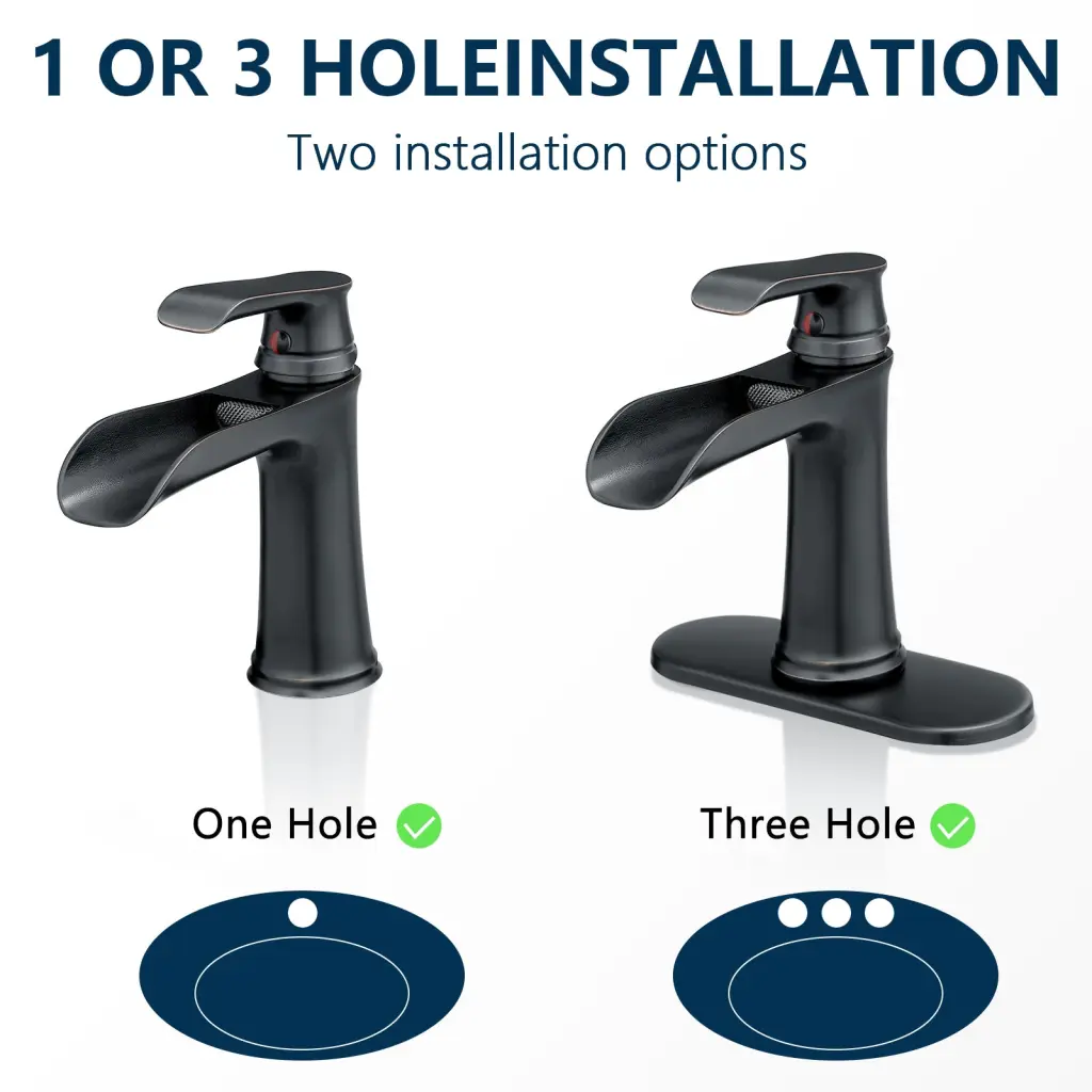Sink Faucet Deck Plate Waterfall Orb and Pop Up Drain Supply flg