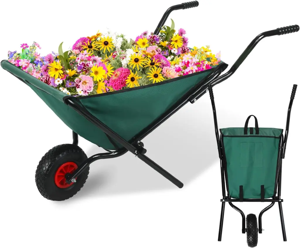 Collapsible Wheelbarrow 176 Lbs Capacity Folding Yard Garden Cart Portable Design qdxfl