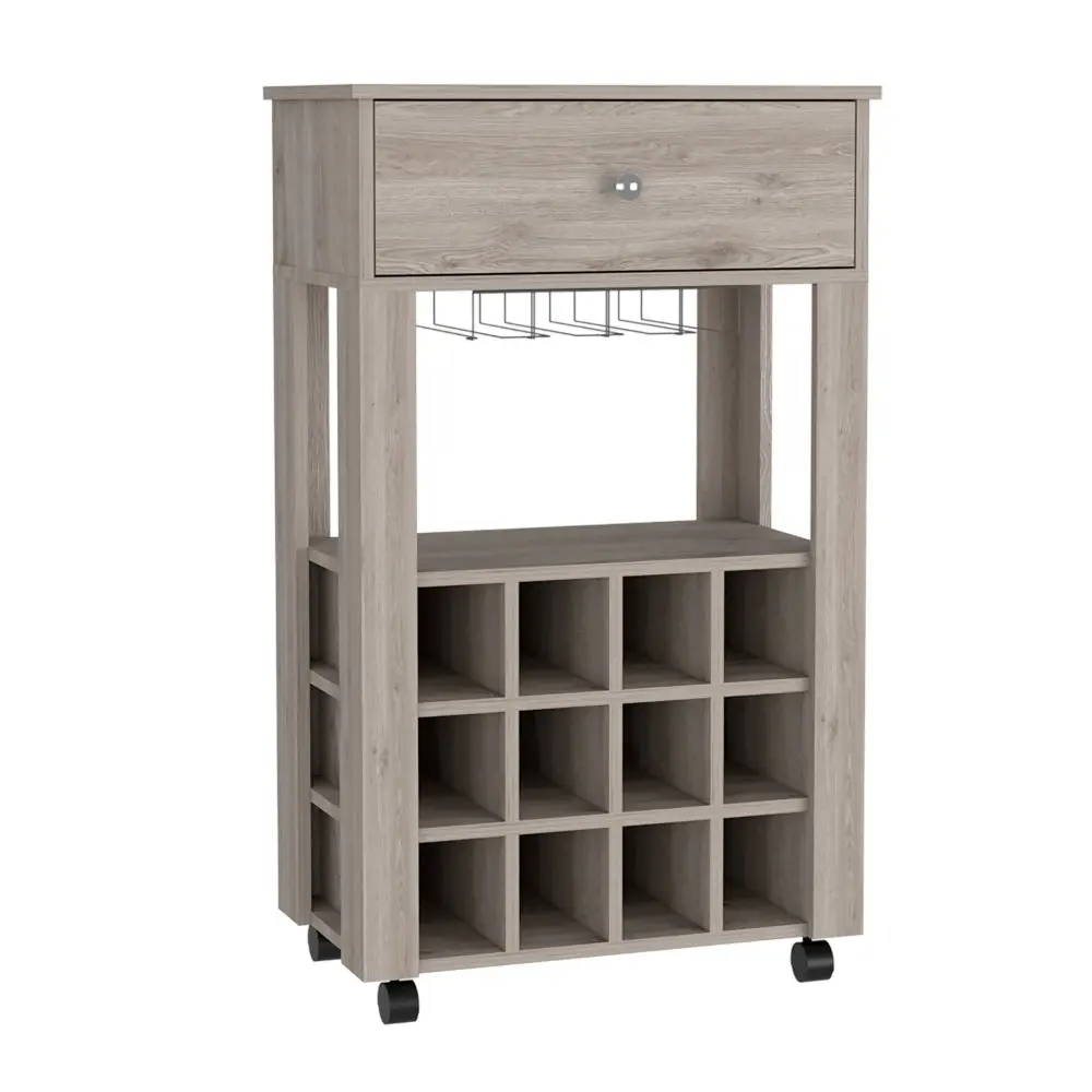 Ambler 1 Drawer 12 Bottle Wine Cabinet Light Grey Particle Board Storage furniture max