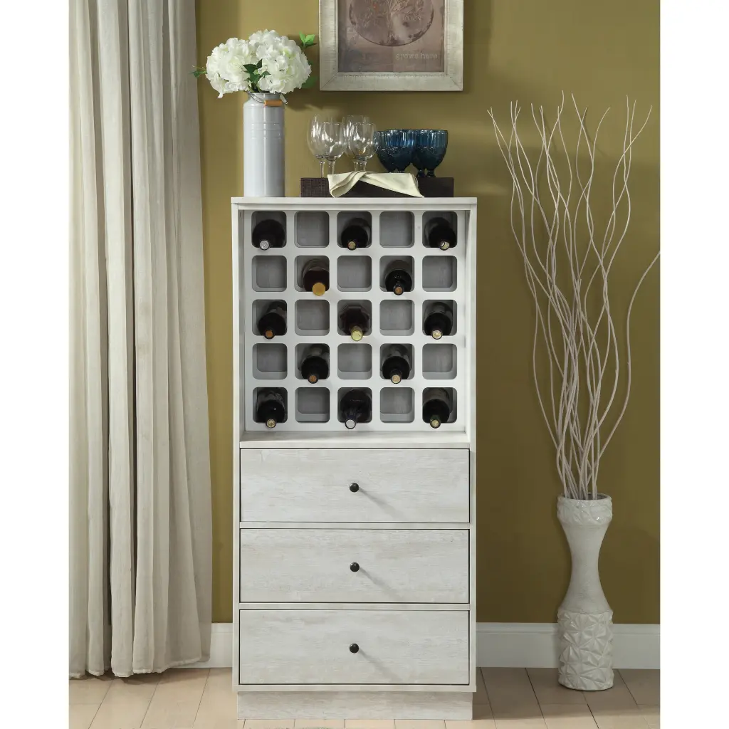 Antique White Wine Cabinet 3 Drawer White Kitchen Mdf Lvl Storage Furniture furniture max