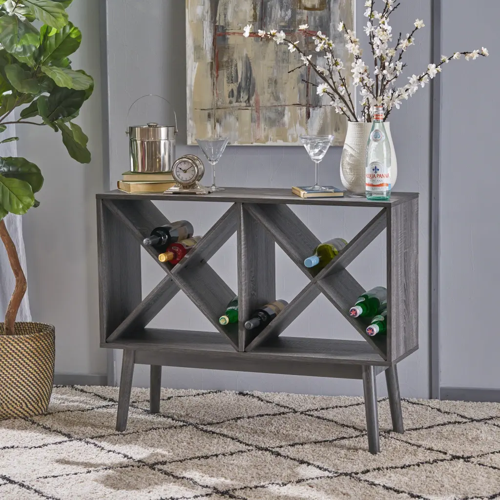 Grey Timber Wine Cabinet Kitchen or Dining Room Storage nh-comfortcove