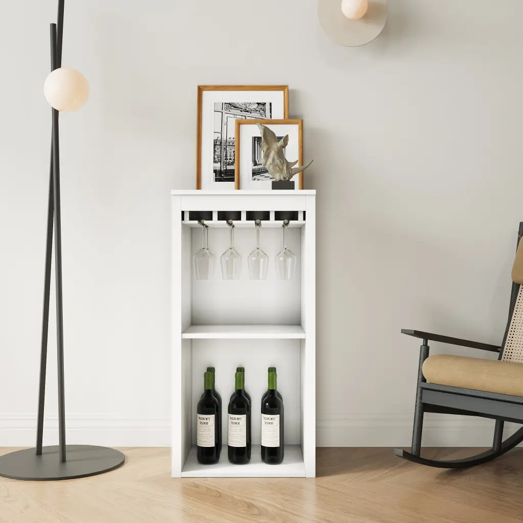 Brown Walnut Modular Wine Bar Cabinet Storage Shelves Home Decor shouguang simaite trade co.ltd