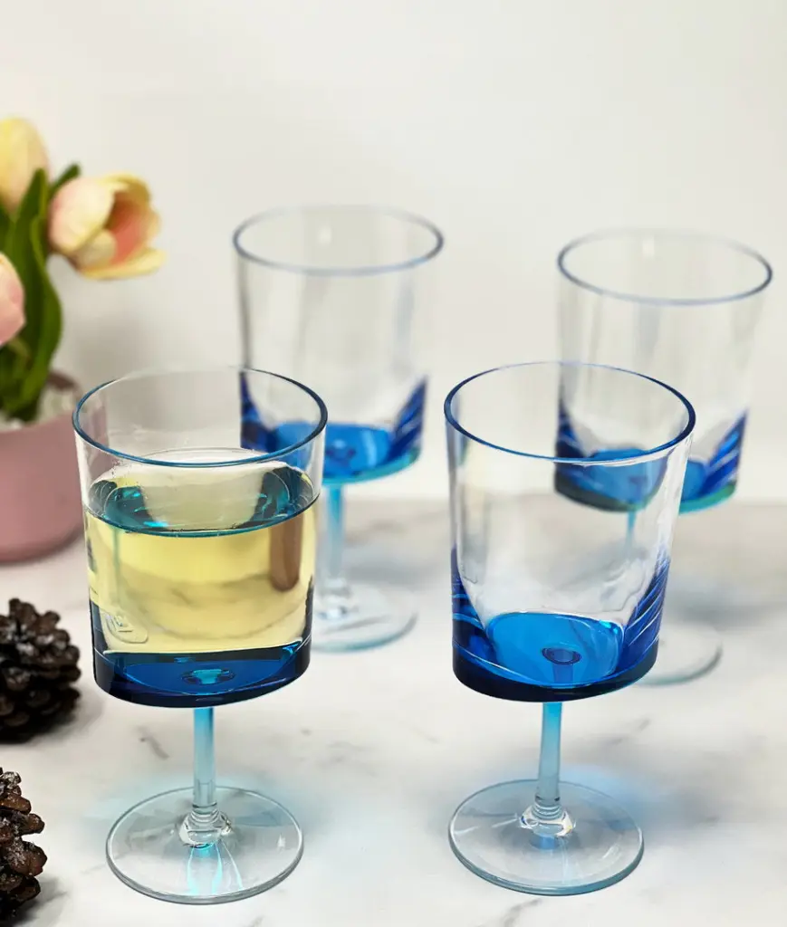 Oval Halo Polymer Wine Glasses Set 4 12Oz BPA Free Acrylic Wine Cups california drinkware