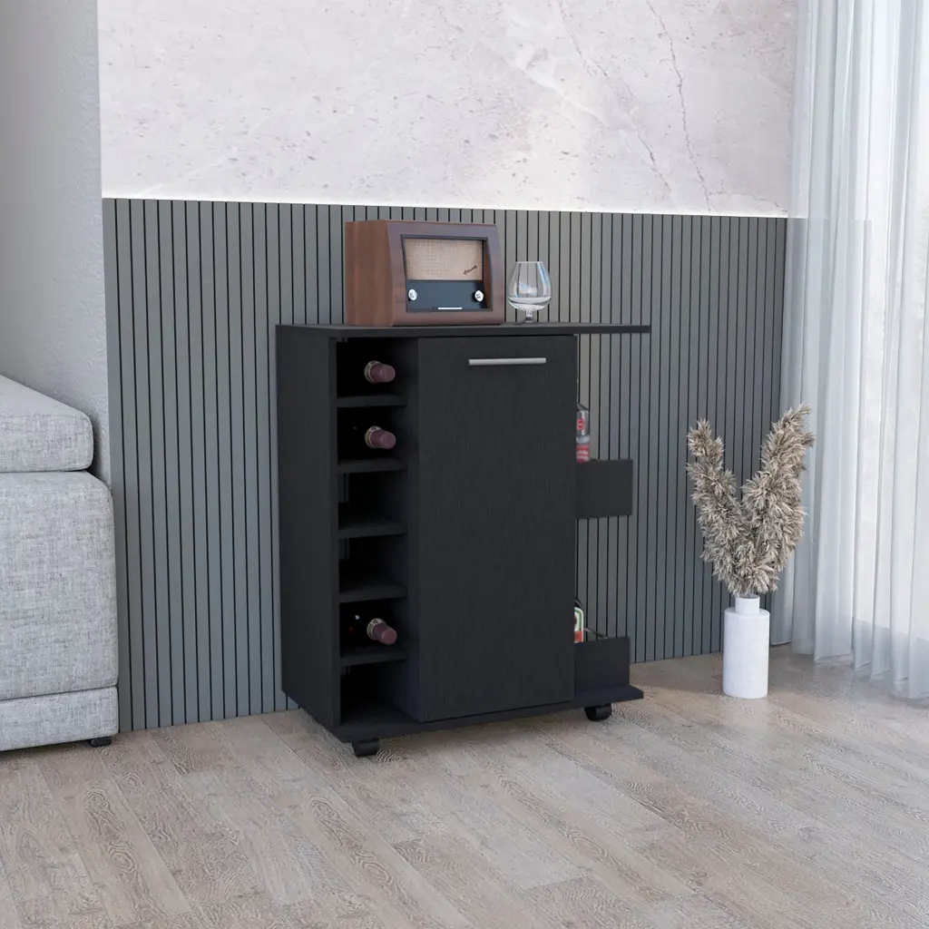 Bar Shopping Basket Six Wine Cubbies, Side Storage Shelves, and Cabinet treevol furniture