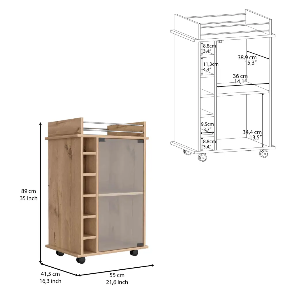 Dukat Bar Shopping Basket Two Shelves Six Built Wine Rack Four Casters rta mubles colombia