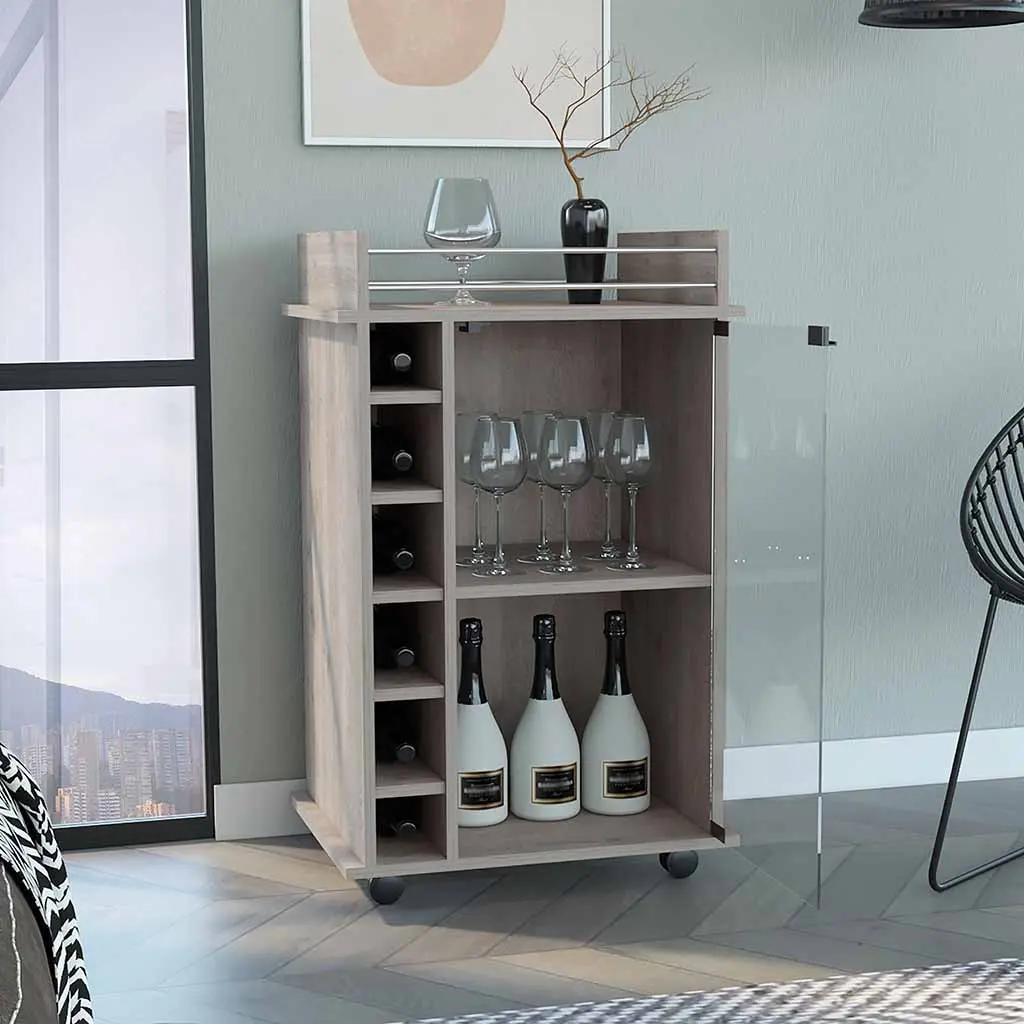 Bar Shopping Basket Baltimore Six Wine Cubbies Light Gray Finish treevol furniture