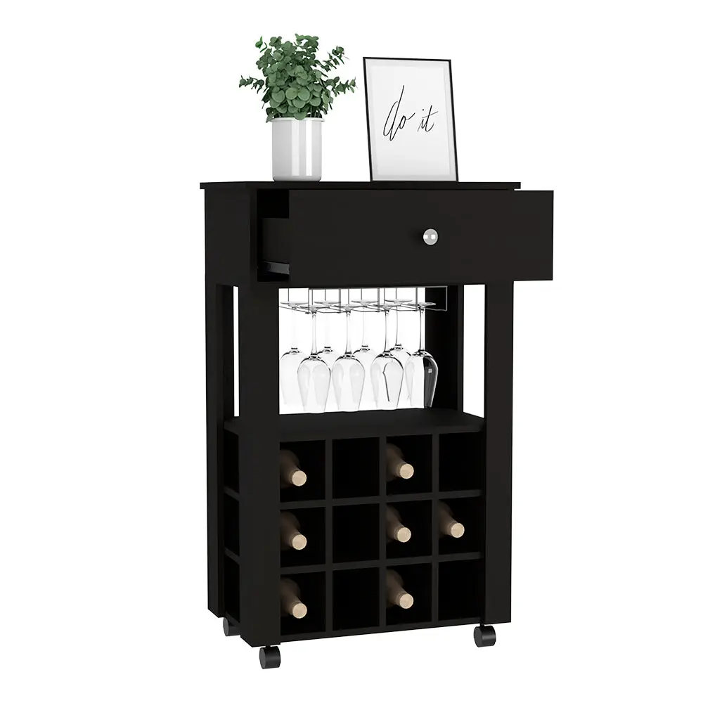 Bar Shopping Basket Bayamon 12 Wine Cubbies and Black Wengue Finish treevol furniture