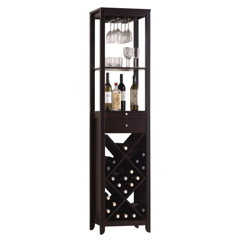 Wenge Wine Cabinet 1 Drawer and Stemware Rack Wenge Kitchen Timber furniture max