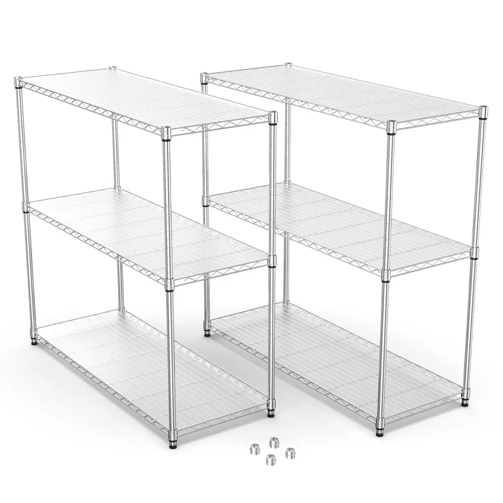 2 Pack 3 Tier Wire Shelving Unit Chrome Ferrous Metal like it