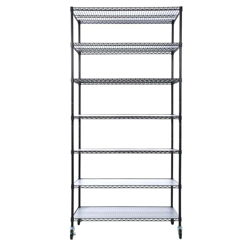 7 Tier Metallic Shelf Wire Shelving Unit 2450Lbs Heavy Duty Customizable g-h