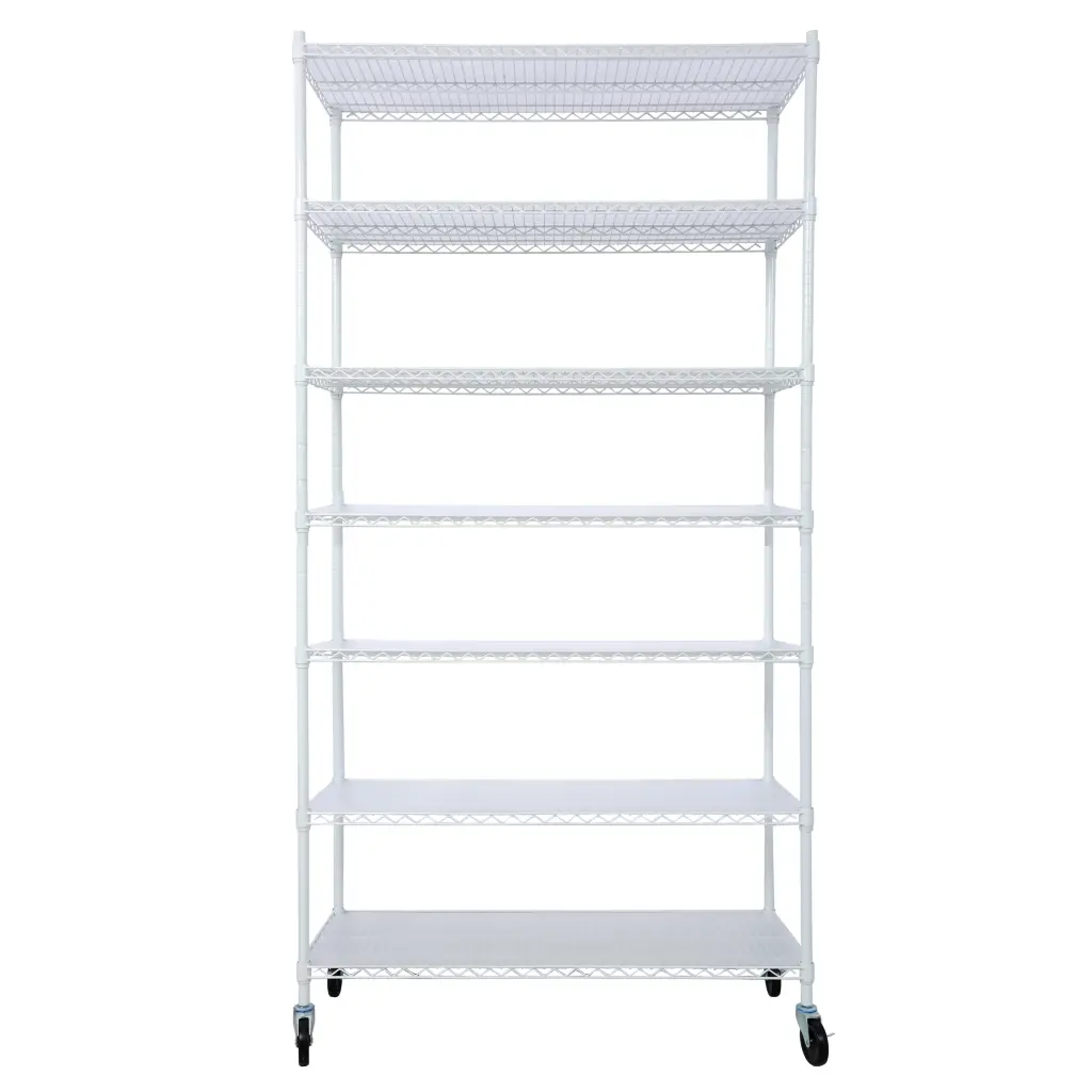7 Tier Metallic Shelf Wire Shelving Unit 2450Lbs Heavy Duty Customizable Storage g-h