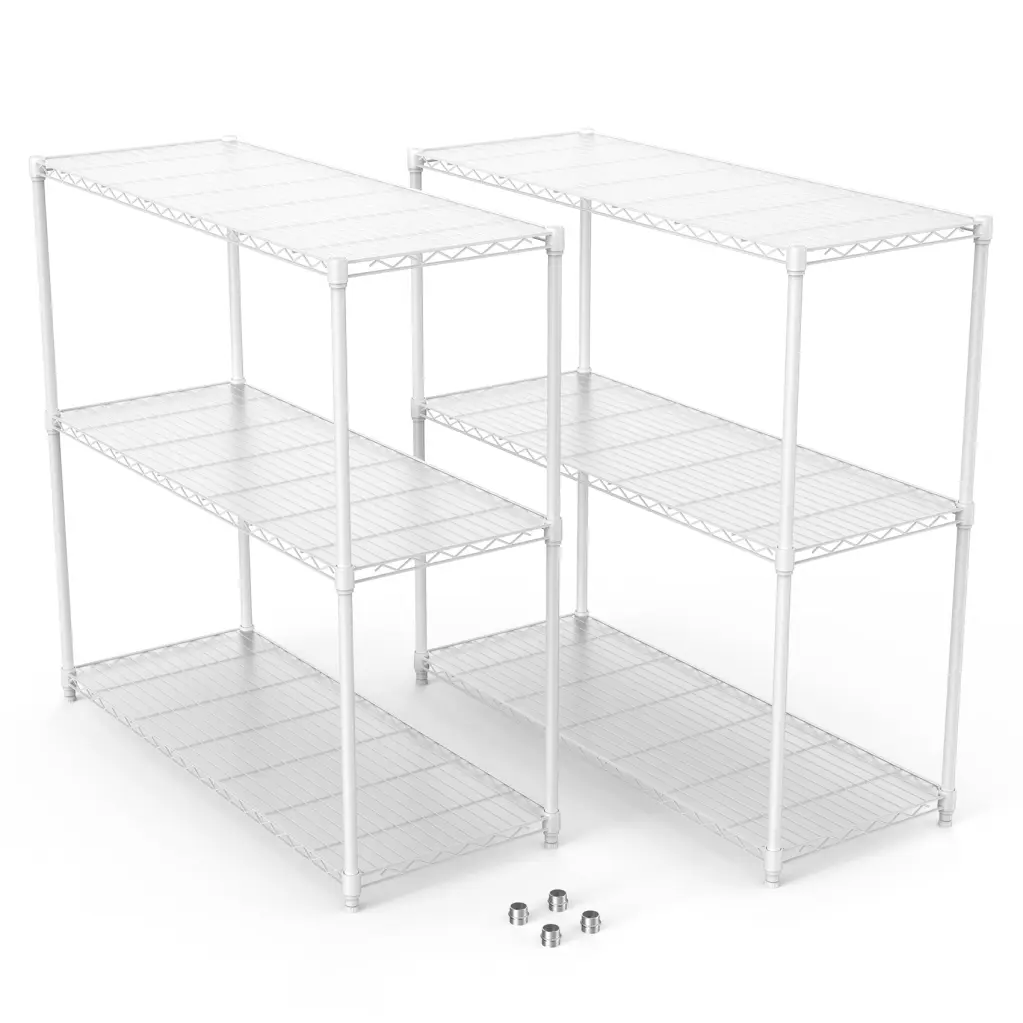 2 Pack 3 Tier Shelf Wire Shelving Unit White Ferrous Metal Storage Rack like it