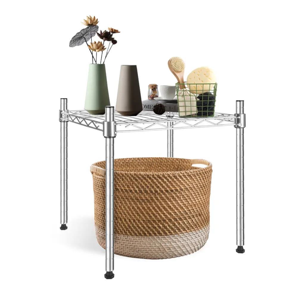 Heavy Duty Shelving Unit Wire Metallic Stackable Storage 1 Tier Shelf w1134dhs