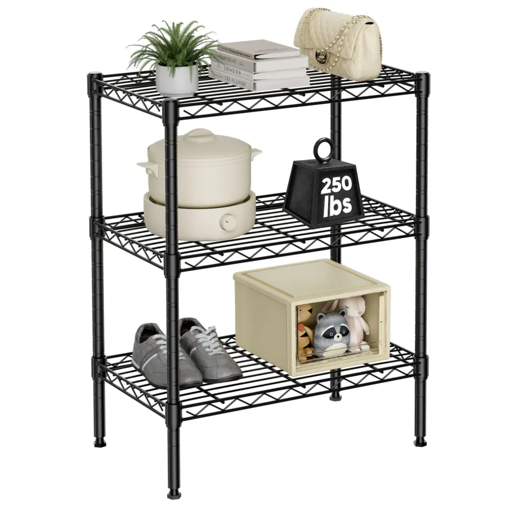 Storage Shelving Unit Customizable Metallic Wire Racks Heavy Duty Standing Garage w2201