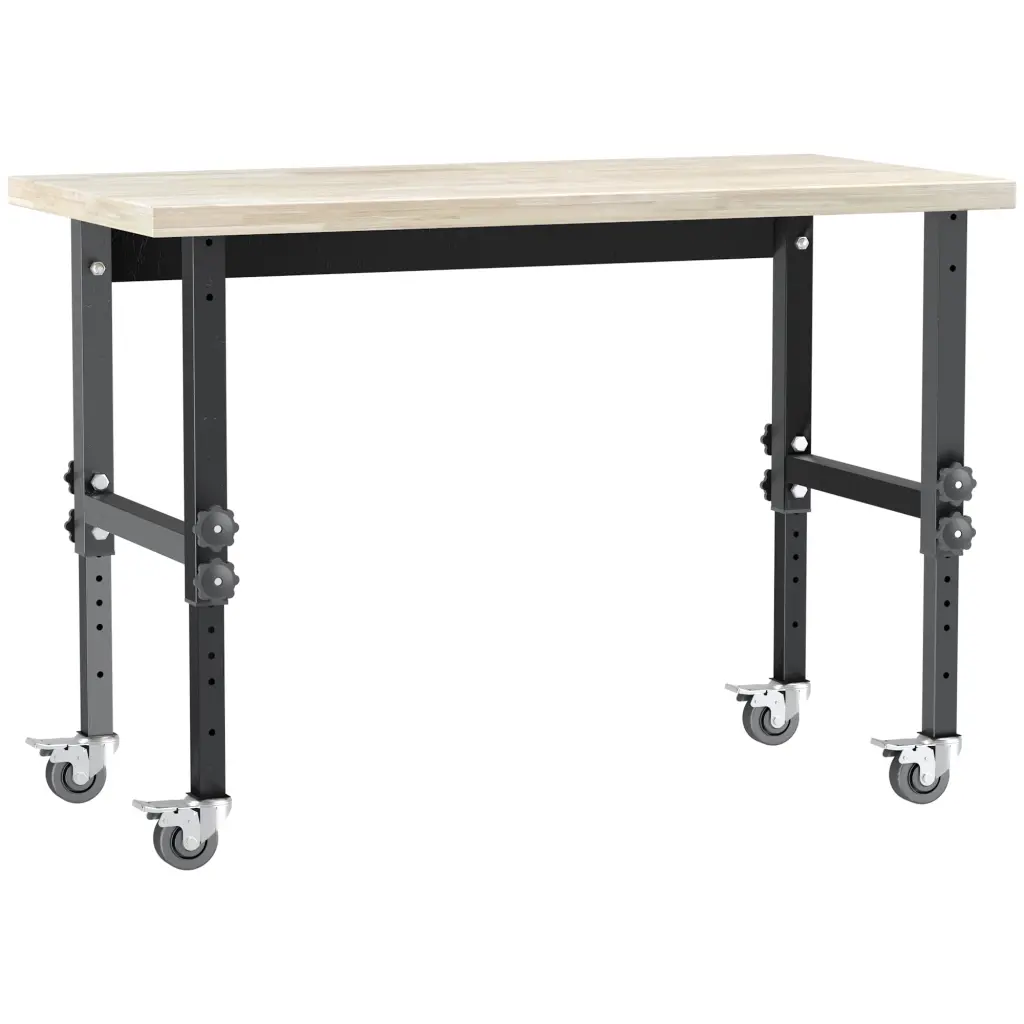 Homcom 47.25 Inch Adjustable Height Work Bench Bamboo Top aosom business