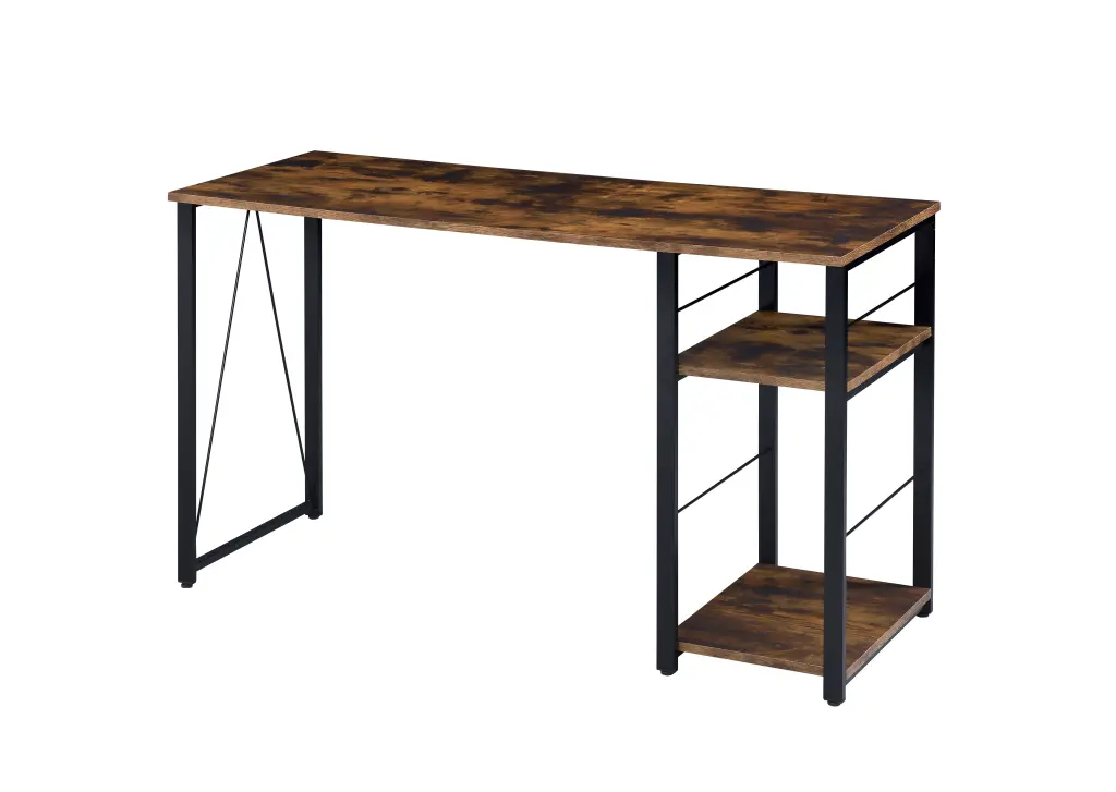 Vadna Weathered Oak & Black Finish Writing Desk Black, Oak Metal, Synthetic urban nest